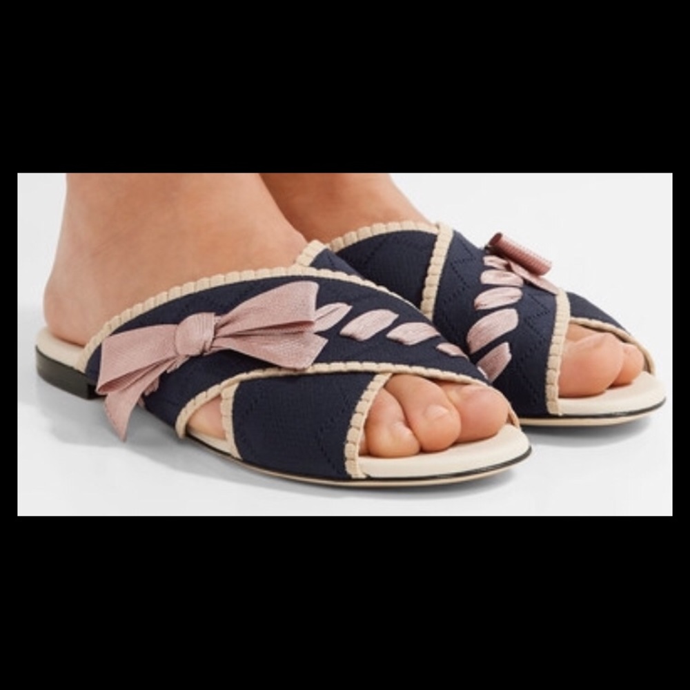 🇮🇹NWT Authentic FENDI Knit & Leather Sandals